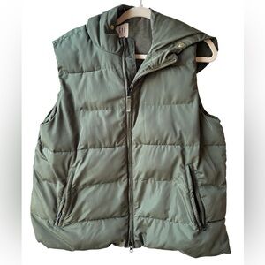 Gap Primaloft Puffer Vest Womens XL Olive Green Hooded Winter Vest Non-down
